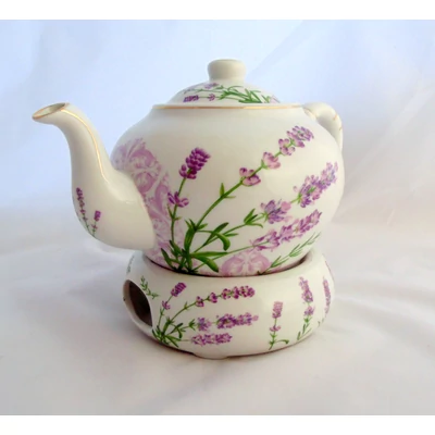 Levendulás porcelán teáskanna,melegentartós