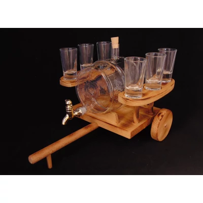 Pálinkás készlet szekér alakú (natúr)