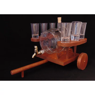 Pálinkás készlet szekér alakú 