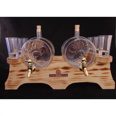 Pálinkás készlet kéthordós natúr