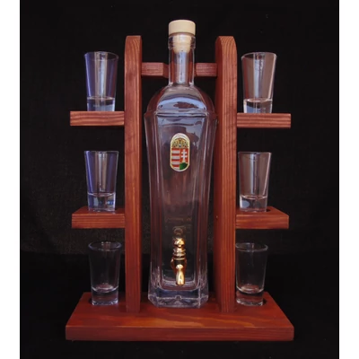 pálinkáskészlet polcos magyar címerrel