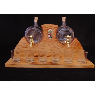 Pálinkás készlet dupla félköríves natúr