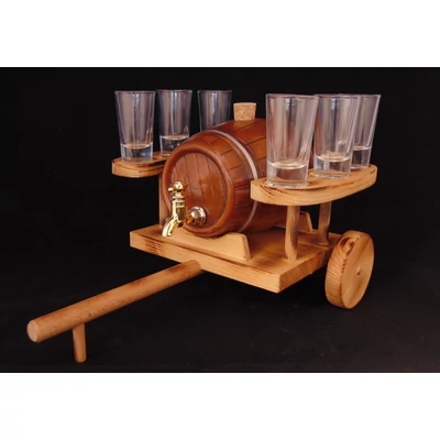 Pálinkás készlet szekér alakú natúr kerámia