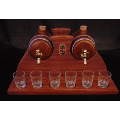 Pálinkás készlet ívelt kerámia hordós 