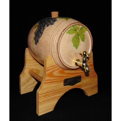 Csapos kerámia hordó fa talpon 3,5 liter