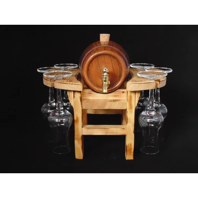 Grappás poharas natúr készlet kerámiahordóval