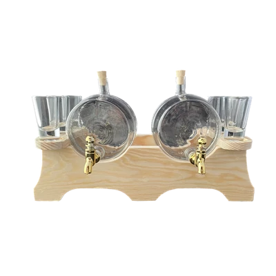 Pálinkás készlet duplahordós fenyő