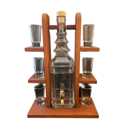 Pálinkás készlet polcos katalánó barna