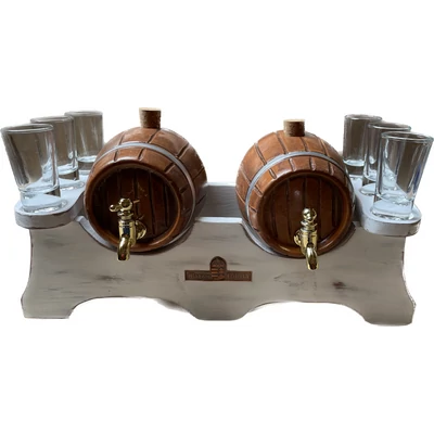 Pálinkás készlet Vintage kéthordós