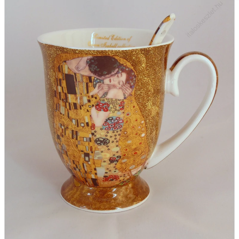 Klimt porcelán bögre kanállal